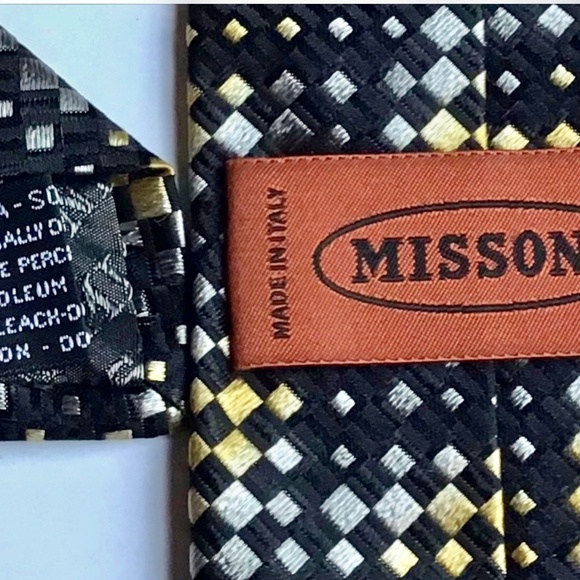Missoni  Black & yellow all silk  skinny Tie made in Italy  🇮🇹 - Picture 6 of 9